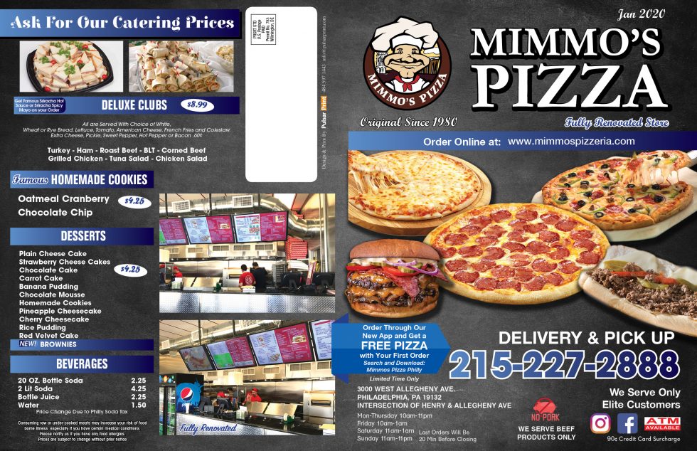 Our Menu Mimmo's Pizza